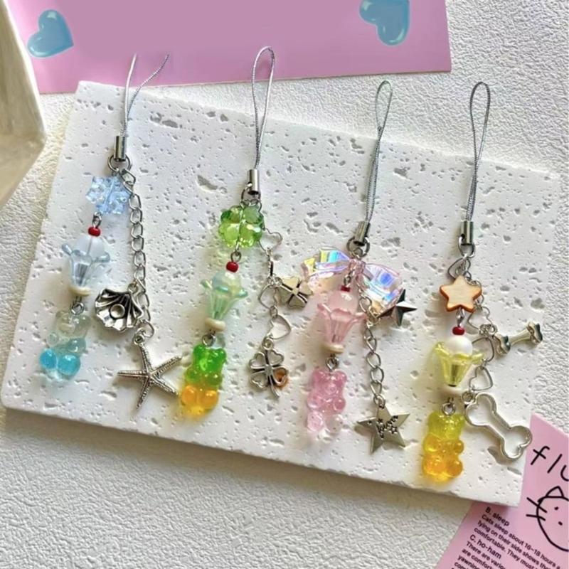 Charming Resin Animal Keyring Phone Chain with Detachable Fruit Charm Detailing for Mobile Devices or Bag Decoration