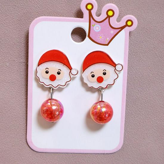 Cartoon Resin Glossy Children's Christmas Flower Ear Clips and Student Earrings