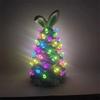 Easter Decoration White Pottery Rabbit Figurines Led Glowing Animal Ornament Rabbit Tree Crafts for Easter Party Decor