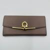 Used FERRAGAMO Gancini Long Wallet Beige with Pass Case