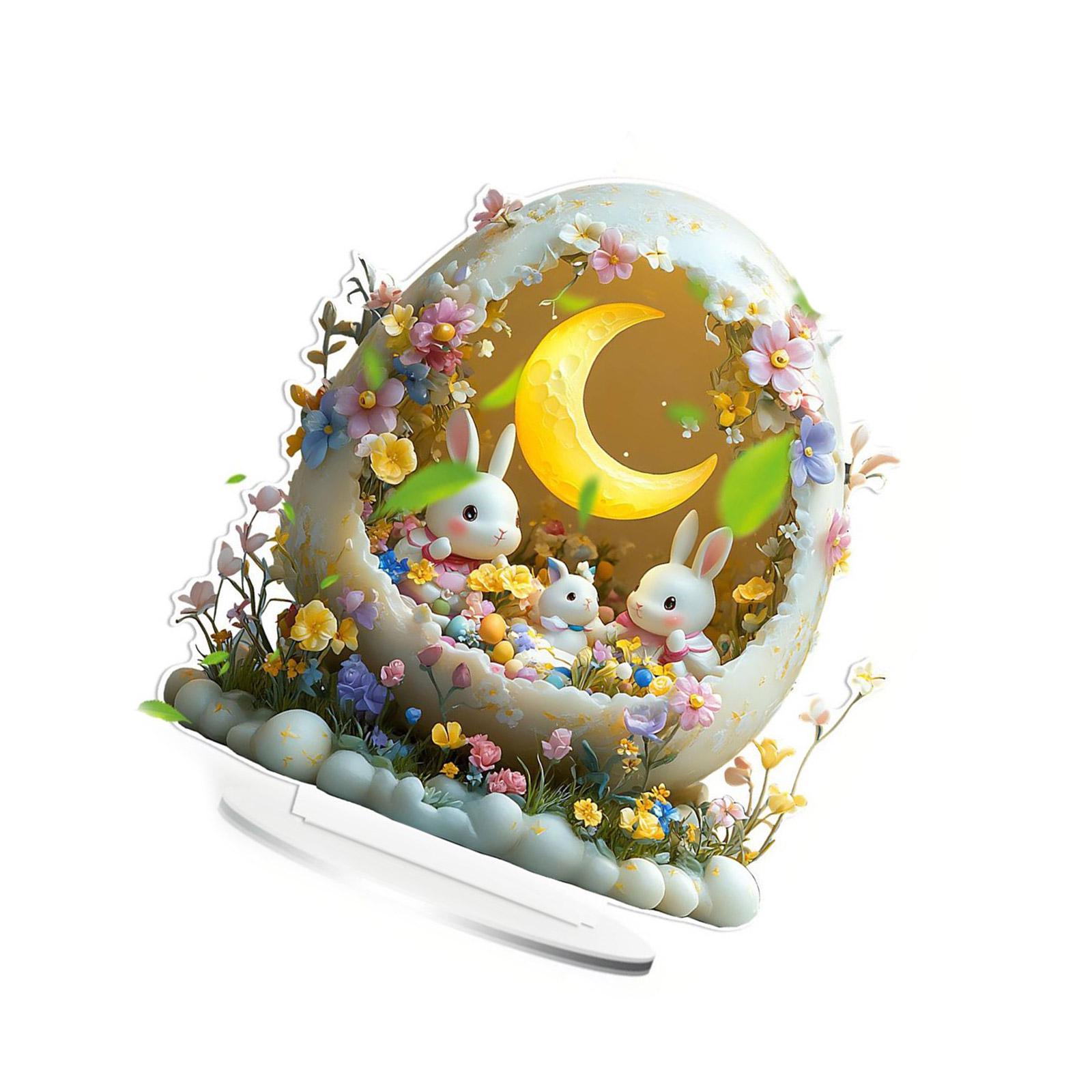 

Acrylic Holiday Eggs and Rabbit 2D Desk Ornament for DIY and Home Decoration Table Display Ornament 1