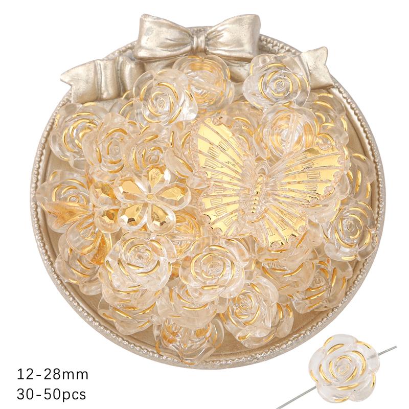 

500 г/пакет Золотая фольга ABS жемчужные бусины смешанные розы цветок бабочка лист шарм кулон для DIY ювелирных изделий ремесла 500g чистый