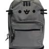Mochila de Lona de Ombro Duplo Desenho Animado Gato e Urso - Fofa, Grande Capacidade, Marrom Suave e Branco Leite para Estudantes