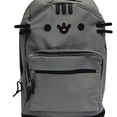 Doppelter Schulter Cartoon Katze & Bär Canvas Rucksack - Niedlich, Großes Fassungsvermögen, Weiches Braun & Milchweiß für Studenten