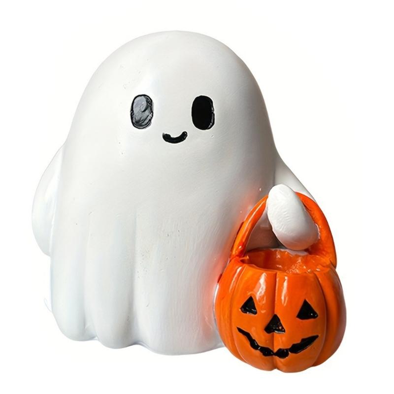 Resins Pumpkins Ghostly Statues Miniature Landscape Halloween Ghostly Figurines Small Monsters Sculptures Garden Decors