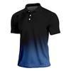 Gradient Color Summer Short Sleeved Lapel Button Men's Casual Top