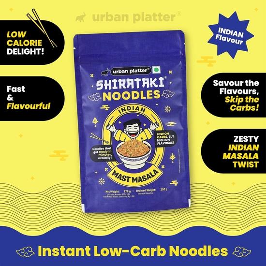 Urban Platter Indian Mast Masala Shirataki Noodles, 279g (Keto-Friendly, Low-Carb, Fat-Free, Instant Noodles | Zesty Indian Mast Masala )