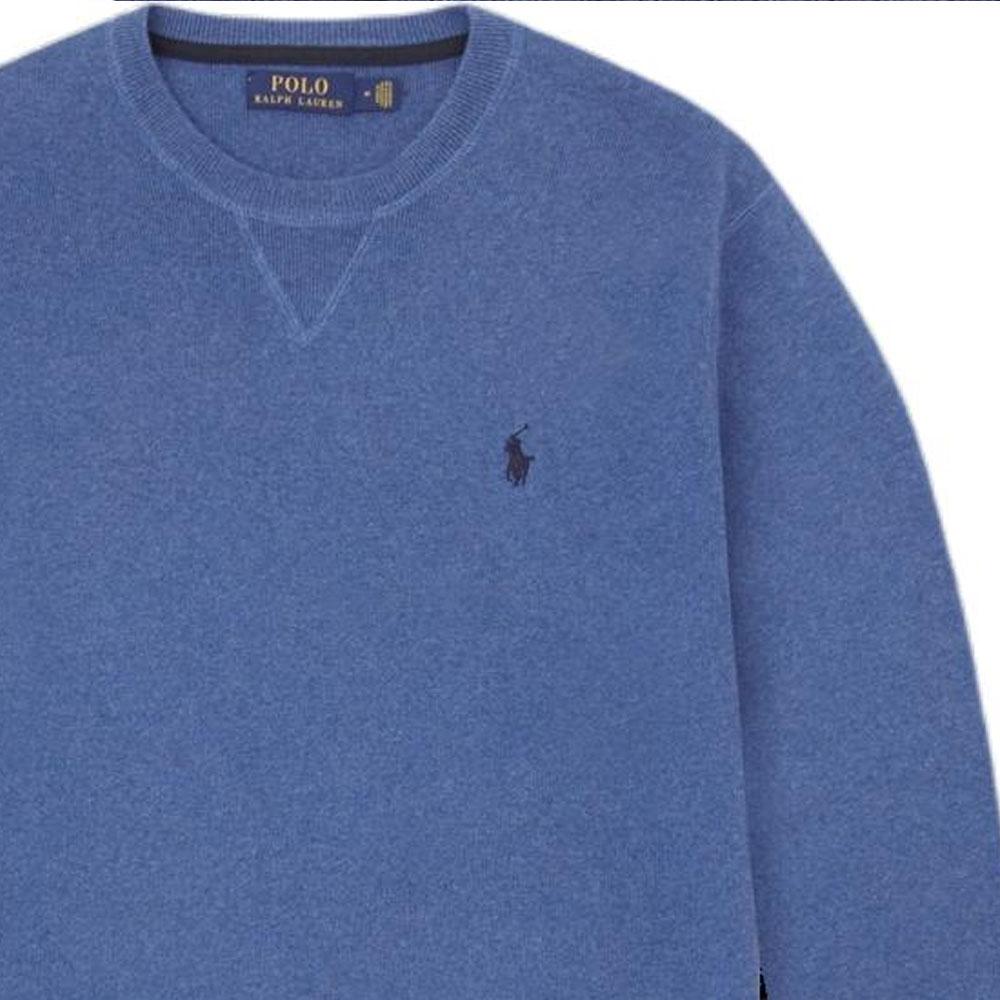Polo Ralph Lauren Embroidered Crew Neck Long Sleeve Knit Sweater Men Sweater Blue MNPOSWE16820536-400