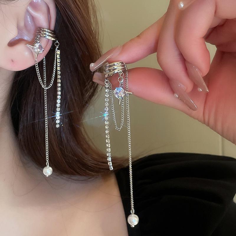 Koreańskie Klipsy na Uszy dla Nieprzekłutych Uszu – Modny Chwost i Perłowy Motylkowy Design dla Kobiet