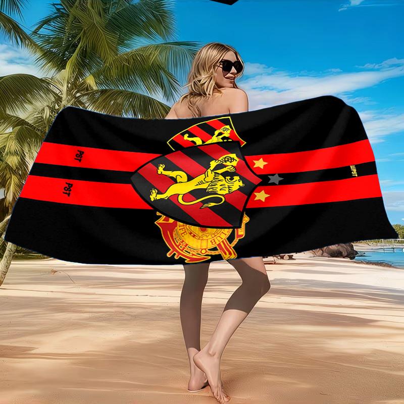 Sport Club Football Crest Printed Microfiber Beach Towel, Soft And Absorbent, Quick-Dry, Ideal for Summer Travel, Beach Essential, Swimming Pool