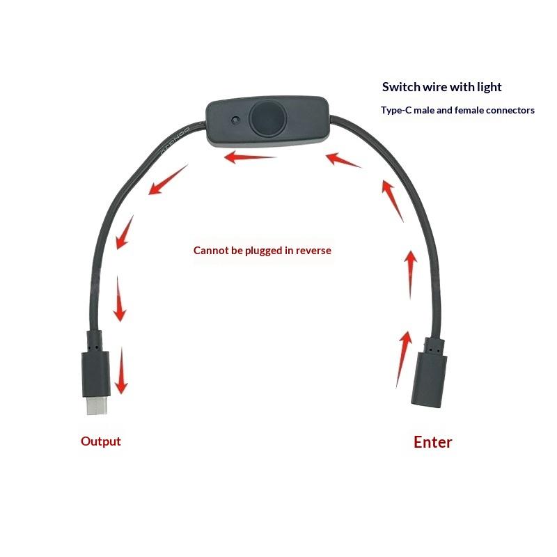 1/3Pcs USB-C To Type C Power Supply Cord 5V2A Short USB C Extension Cable With ON Off Switch For USB Fan LED Strips Desk Lamp