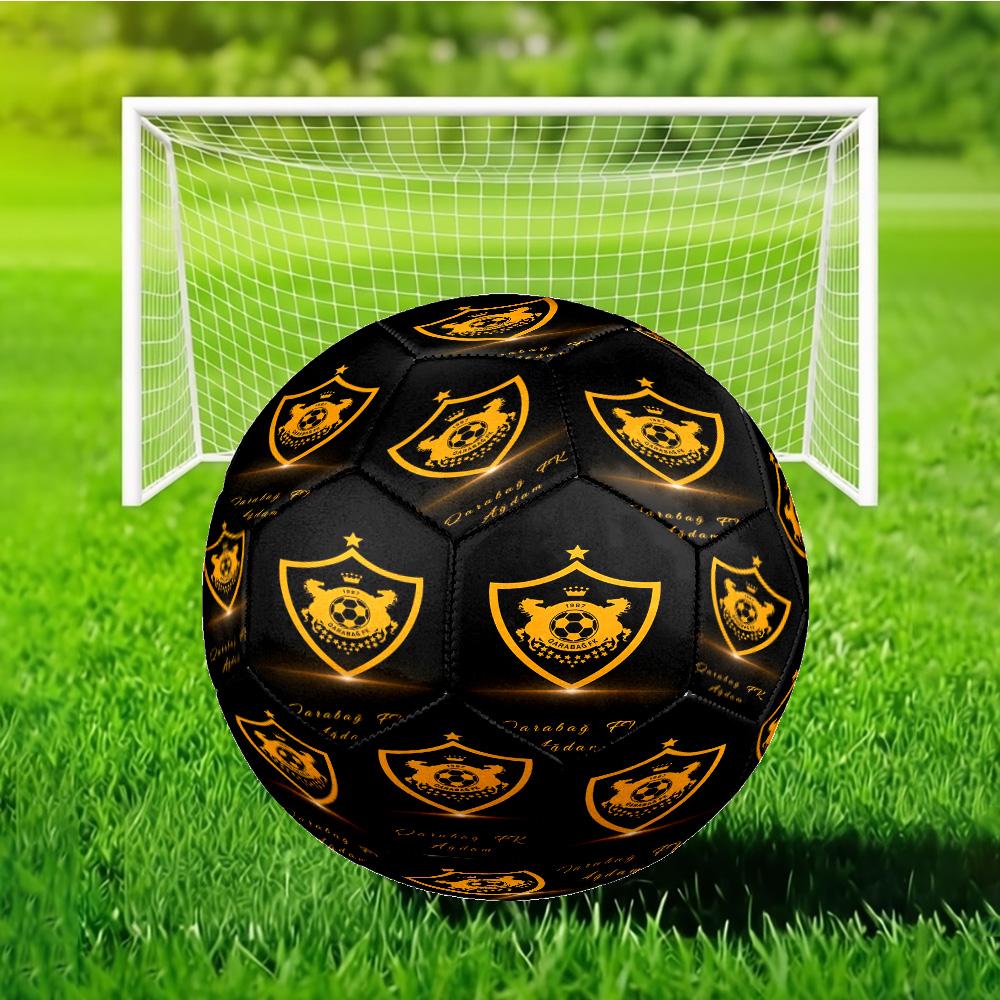 Qarabag Golden Crested Football Emblem Size 5 Soccer Ball,Indoor/Outdoor Suitable for Training Matches Tournaments Practice Games Gift for Fan