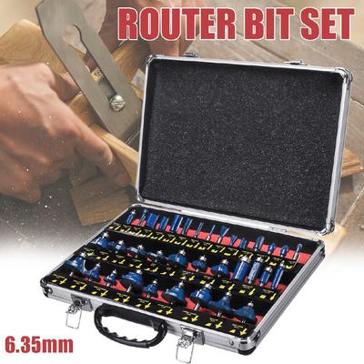 1/4 Inches Wood Milling Cutter Shank Router Bit Set 35PCS for Electric Trimmer Cutting KitTrimming Machine Tool 6.35mm