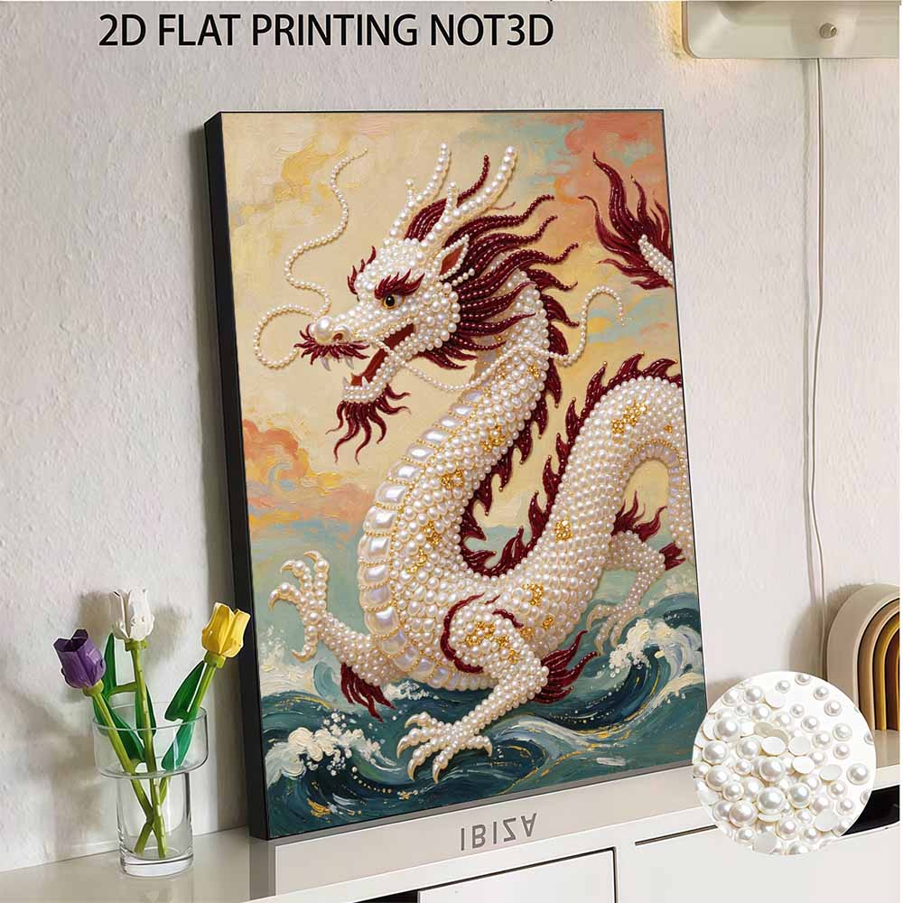 5D Round Pearl Painting Kit Majestic Dragon Pattern DIY Handmade Crystal Art Home Interior Decor Gift