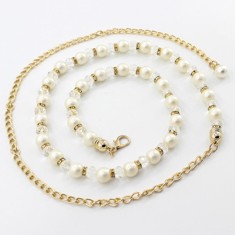 

Женская милая цепочка на талию с инкрустацией жемчугом, крючок для платья, металлический декоративный тонкий ремень, женский, семь