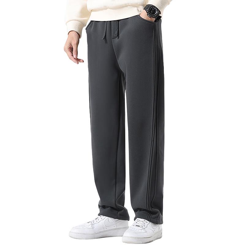 Duduo Sbao Men's Autumn/Winter Fleece-Lined Straight-Leg Sweatpants