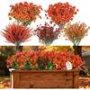 CEWOR 24 Bundles Orange Artificial Mums Flowers Fake Fall Plants for Outdoor Indoor, Fake Silk Daisy with Eucalyptus Leaves for Autumn Garden Front