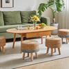 YMYNY Ottoman Stool, Footstool, Handwoven Natural Seagrass, Pastoral Style, with Padded Footrest, Non-Slip, Pine Legs, Wooden Sofa Stool, Suitable for