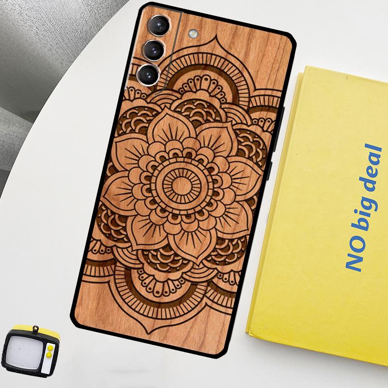 Buddha Jesus Guadalupe Wood Phone Case For Samsung Galaxy S25 Ultra S21 S22 S23 S24 Ultra S9 S10 S20 Plus S25 FE Cover