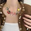 Vintage Punk Smycken Med Färgglada Fjärilar Nyckelpigor Berlock För Kvinnor Handgjordt Halsband Justerbar Längd Halskedja