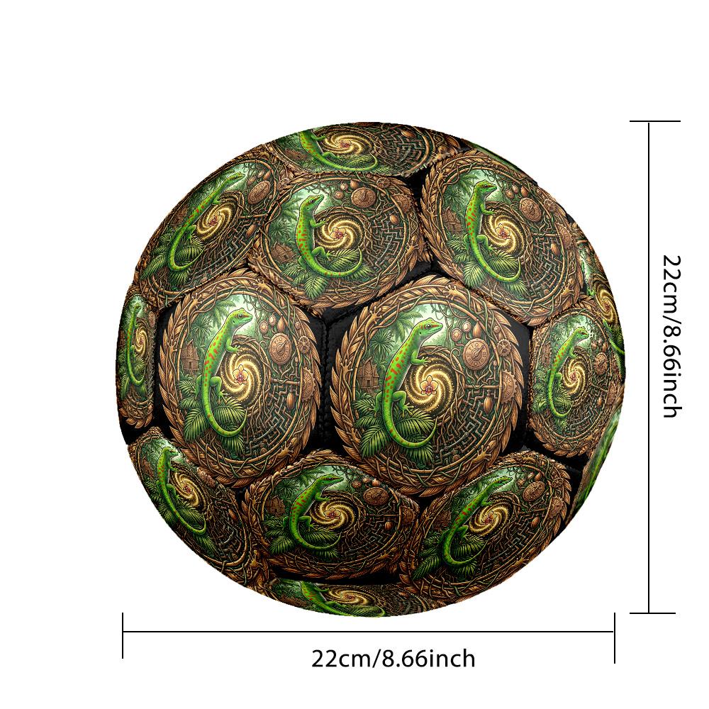Steampunk Gecko Jungle Round Football Size 5 Adult Ball Suitable for Training Matches and Outdoor Team.