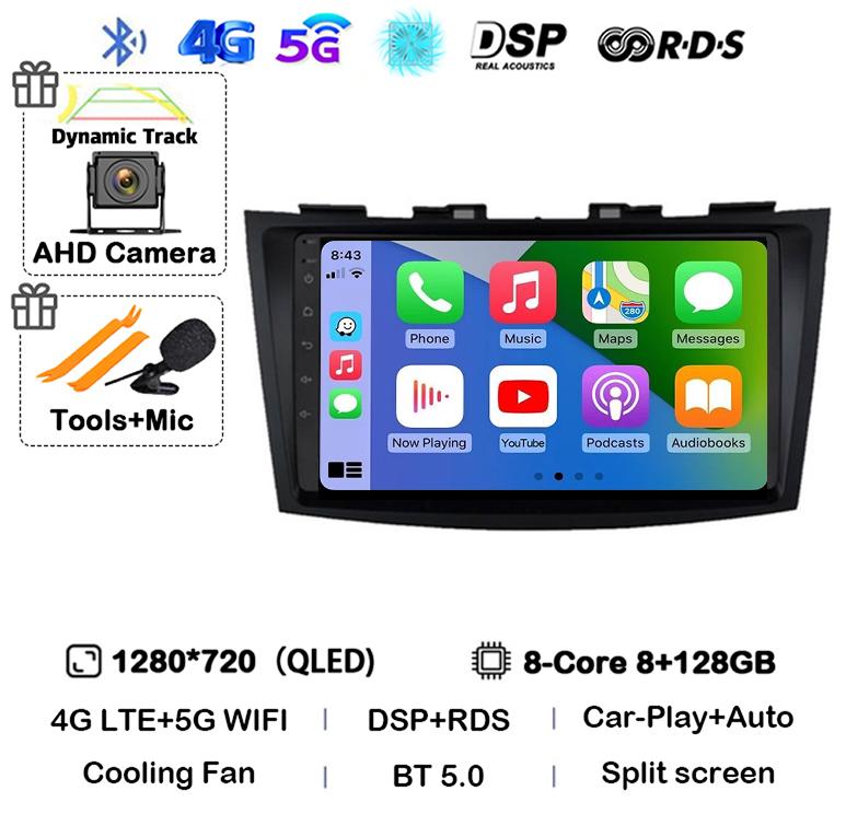 Android 14 Carplay Auto Car Radio For Suzuki Swift 4 2011 2012 2013 2014 2015 2016 Multimedia Video Player Audio GPS Stereo WIFI