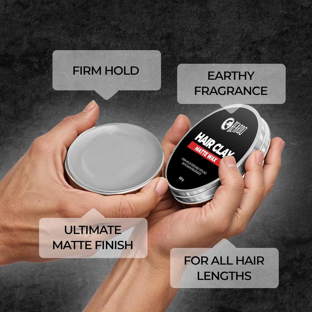 Beardo Hair Clay Wax for Men with Scalp Massager Set of 1 | Strong Hold Matte Finish Styling Wax Volumizing Texture