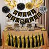 New Year'S Day Wedding Birthday Party Decoration, Black Gold Paper Fringe Diy Ribbon