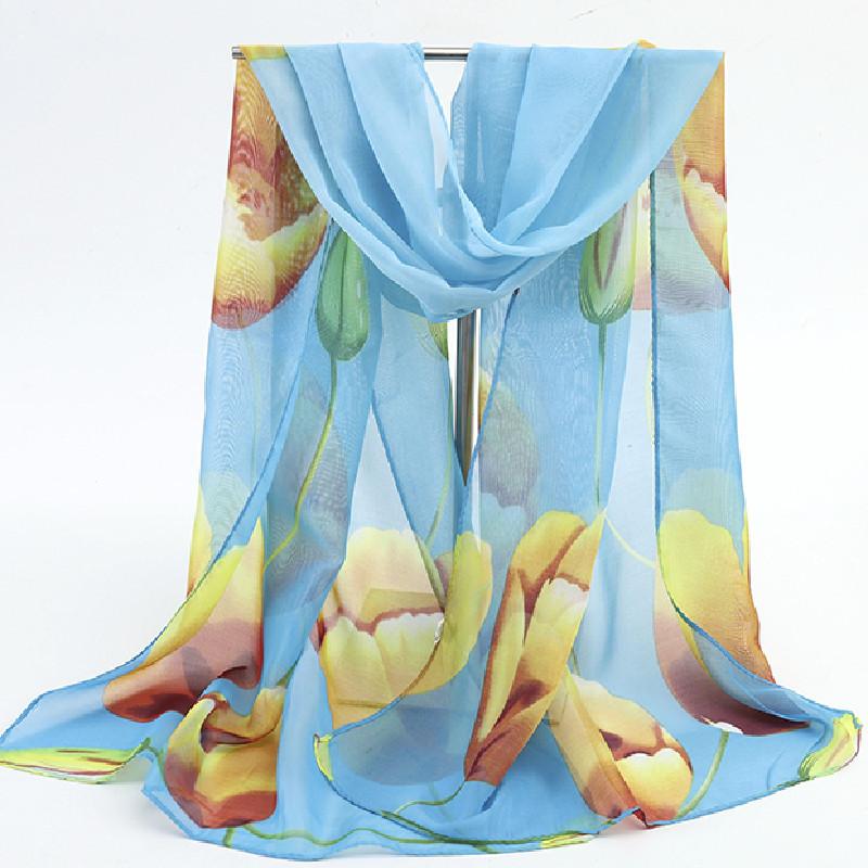 Spring/Summer New Women'S Silk Scarf 50 * 160cm Simulated Silk Twill Square Scarf Fashion Printed Large Square Scarf Professional Scarf