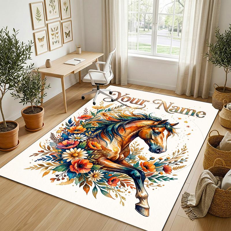 Honey Bee Honeycomb Theme Soft Crystal Velvet Rug Custom Name & Text Print Non Slip Floor Rug for Bedroom Living Room