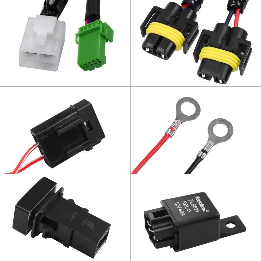 HUIQIAODS H8/H11/H16 LED Compatible, Universal Switch, For Rear Fog Lights, Fog Wiring, Relay Harness, For Toyota, Nissan, Suzuki, Daihatsu
