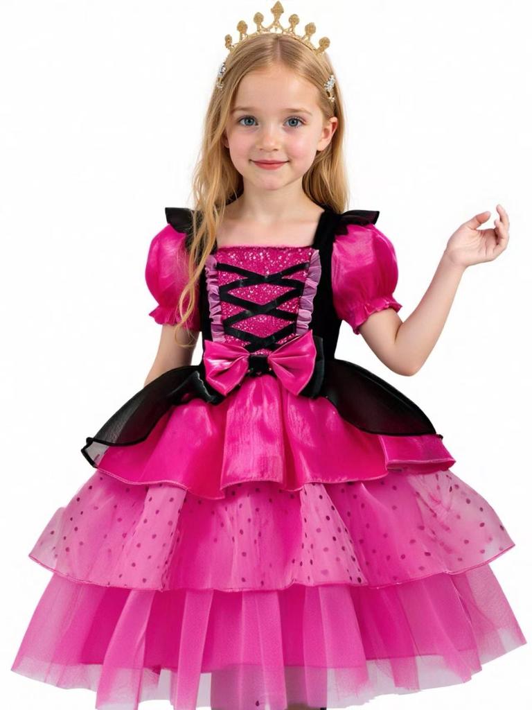 Fuchsia Lolita Kuromi Princess Dress for Girls' Stage Party
