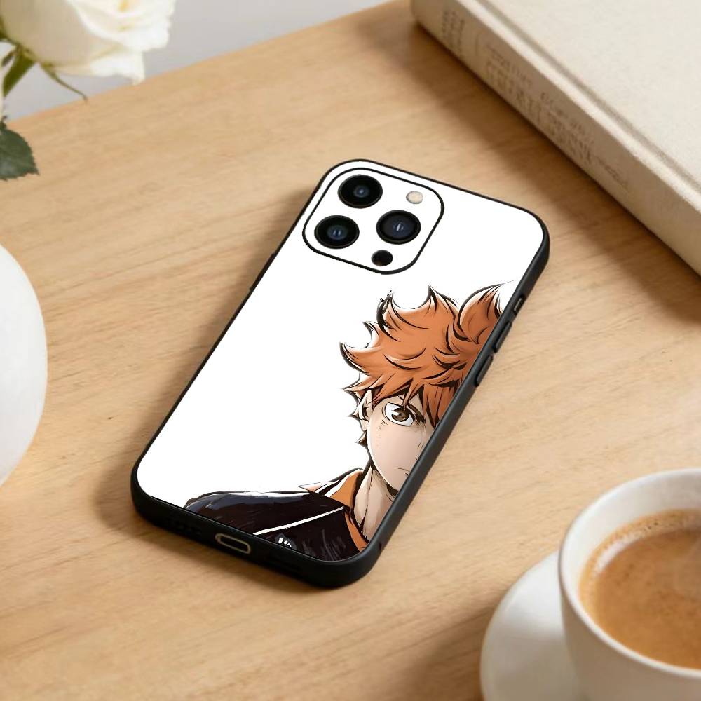 Anime H-Haikyuu Hinata Shoyo  Phone Case For iPhone17,16,15,14,13,12 Plus,Max Soft Silicone Black Cover