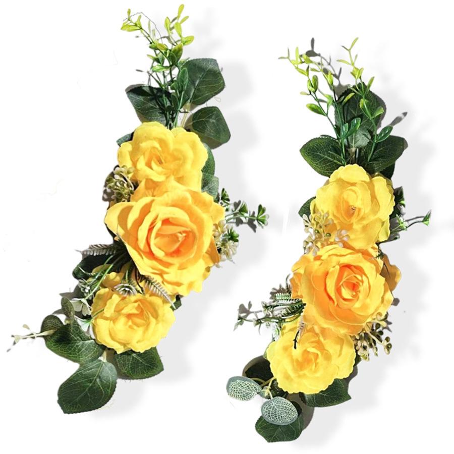 2 Adet Dış Mekan Yapay Gül Çok Renkli Sandalye Arkası Çiçek Kemer Köşe Çiçeği