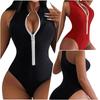 2025 European & American Sexy Zipper One-piece Slimming Bikini Swimsuit