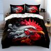 "Fiery Rooster-Themed Kitchen Set" Exquisite Three-piece Bedding Set Gift for Kids and Adults
