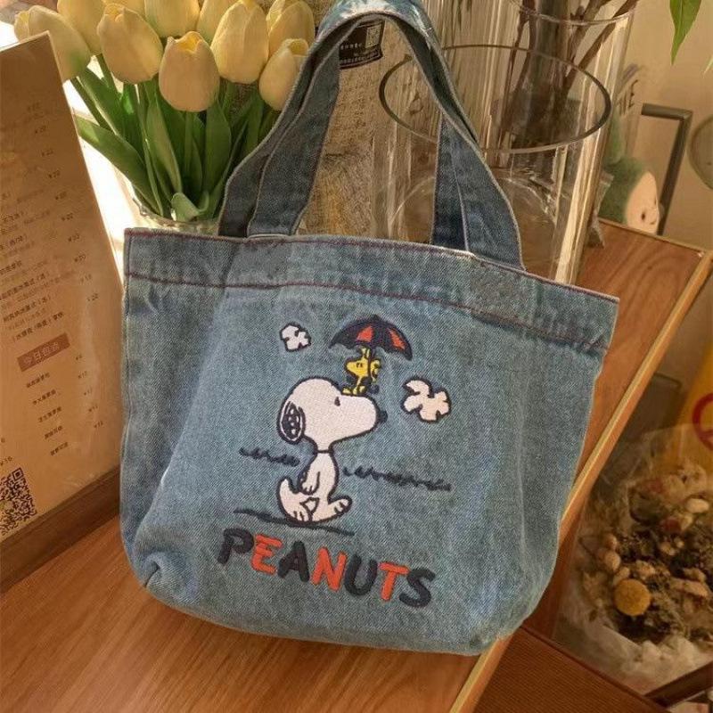 2024 Snoopy Denim Tote: Cute Cartoon Lunch Bag & Small Box