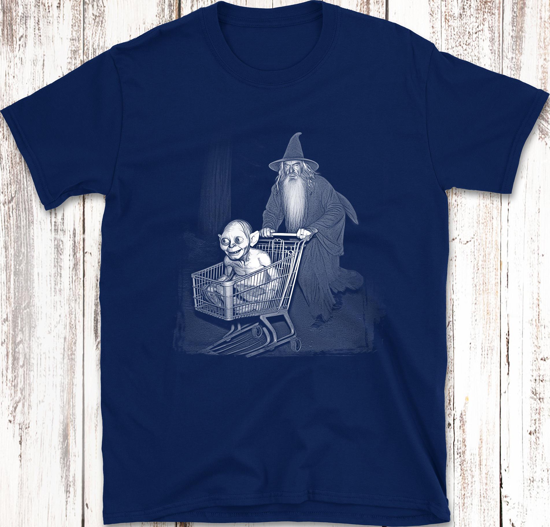 

Wizard and Goblin Adventures Shopping Cart At Night Funny Graphic T-Shirt Men Clothing Comfortable T Shirt 4XL