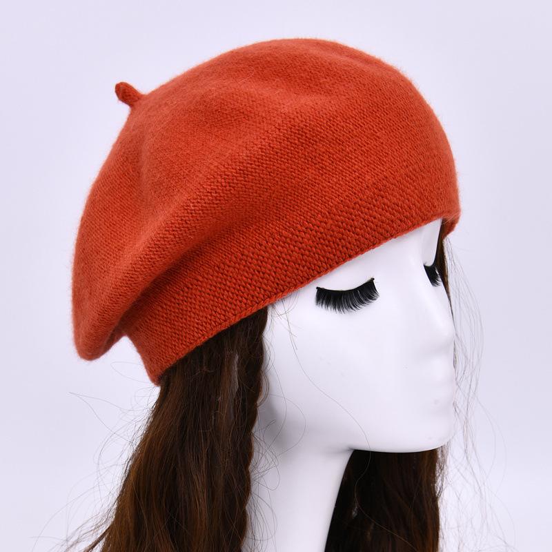Fashion Versatile Rabbit Down Dudu Head Beret Women's Winter Outdoor Windproof Wool Cap Warm Ear Protection