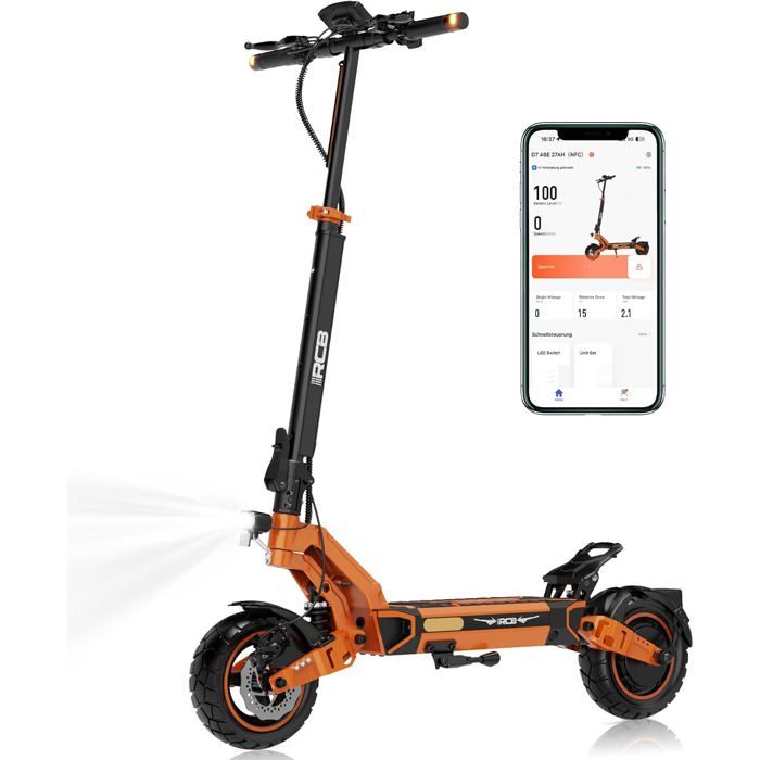 Electric Scooter D7 ABE-NFC 20.8Ah 500W/1600W 48V Range 80-100km 10'' Tires Double Disc Brakes Foldable APP RCB