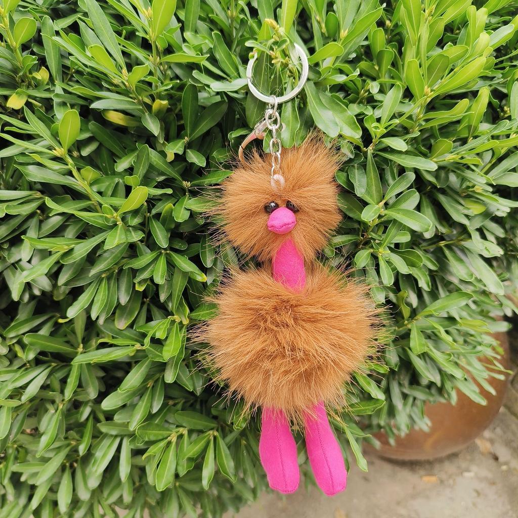 Puppe Strauß Anhänger Plüsch Schlüsselanhänger Niedlicher Bunter Fellball Rucksack Schlüsselanhänger Kreative Frauen 2025 Weihnachten Neujahrsgeschenke 1 Stück