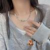Pearl Splicing Necklace Femininity Bow Pendant Light Luxury Niche Design Summer Versatile Collarbone Chain