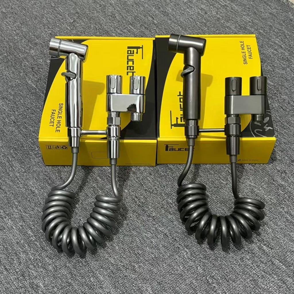 Stainless Steel Household Toilet Spray Gun One In Two Out Toilet Significant Other Toilet Triangle Valve Booster Nozzle Flusher