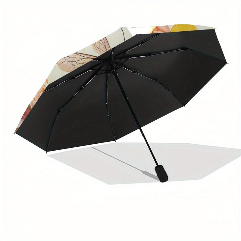 Bee-utiful Blooms: Nature's Garden Watercolor PrintUmbrella, Portable 3-Fold Compact Umbrella for Men & Women Gift