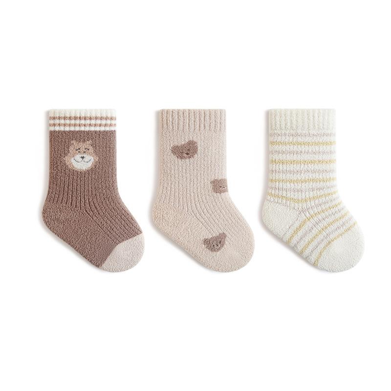 

3 пары детских зимних носков с флисовой подкладкой, утолщенные, теплые, бесшовный носок, средней длины до икры, для новорожденных, удобные в носке, мягкая теплозащита XS 0-6Month