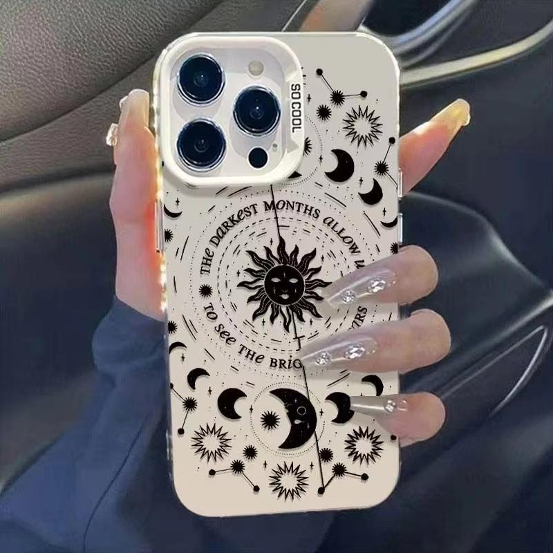 Retro Moon Sun God Electroplate Silver Phone Case For Samsung Galaxy S23 S24 S25 S26 Ultra S22 S21 S20 Plus FE A54 A55 Cover
