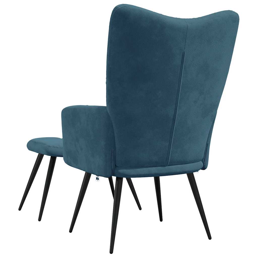 Vidaxl Armchair with Footrest, Blue, Upholstered In Velvet