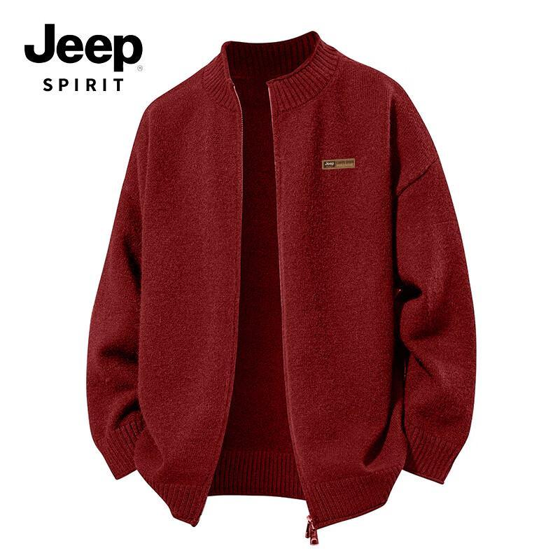 JEEP SPIRIT Men's Winter Stand-Collar Knit Cardigan