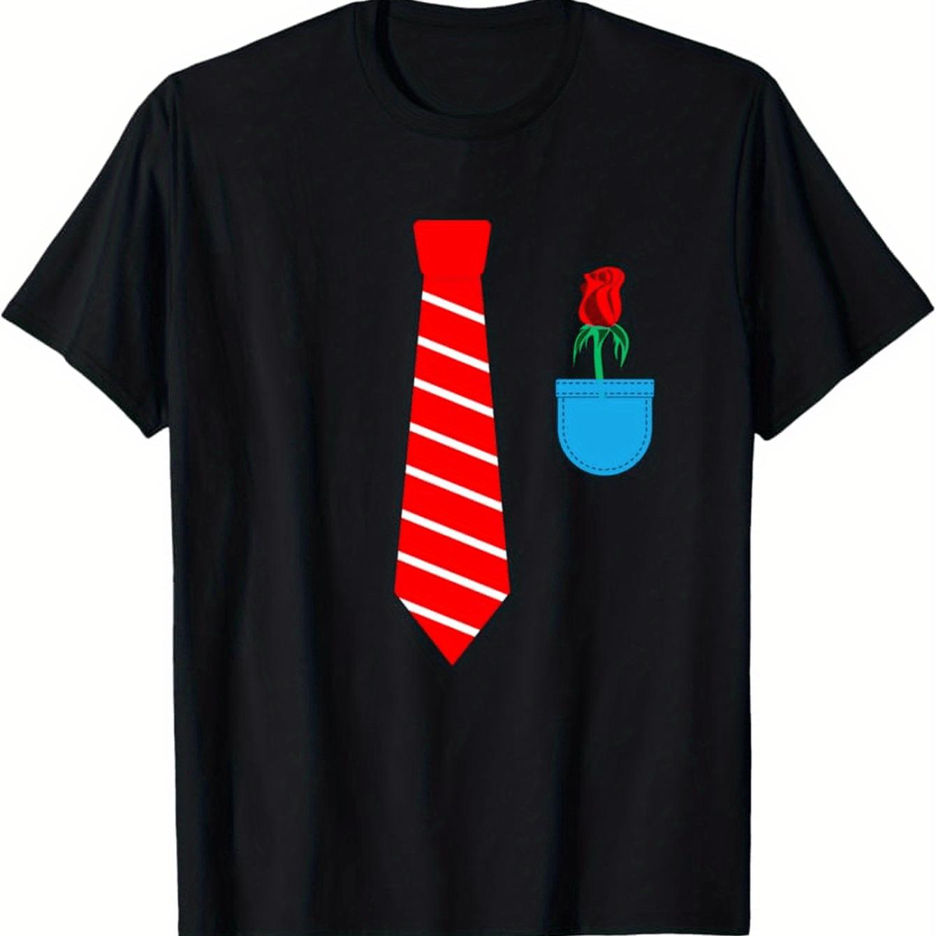 Смешная футболка с графическим принтом: смокинг, роза, карманный галстук, мужская повседневная хлопковая футболка с коротким рукавом 4XL