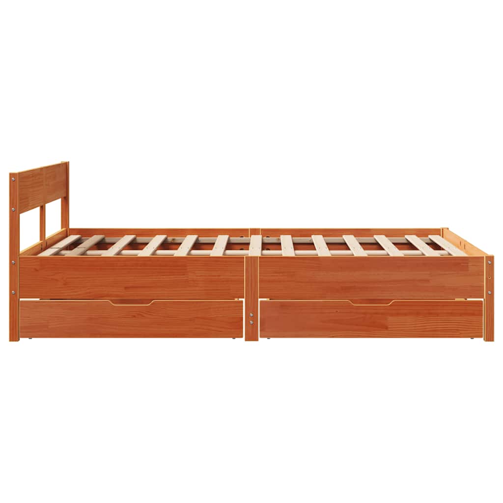 Solid Wood Bed without Mattress Wax Brown 140x200 cm Pine Wood